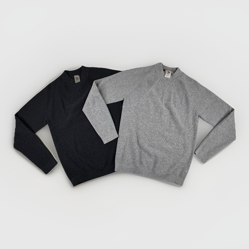 VRST Men's Knit Sweaters Lot of 2 Small‎ Gray Black Raglan Crewneck Wool Blend